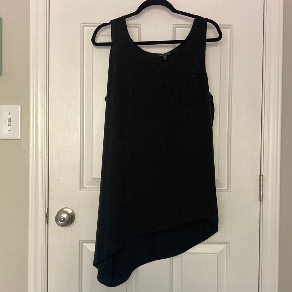Eileen Fisher Black Silk Asymmetrical Top